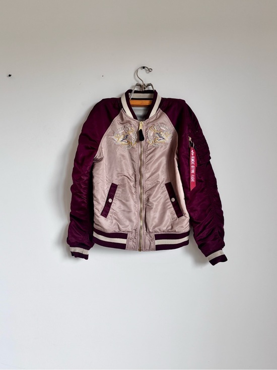 Alpha Industries Jackets & Blazers - Alpha Industries Women’s Satin Bomber Jacket - Dusty Pink & Burgundy